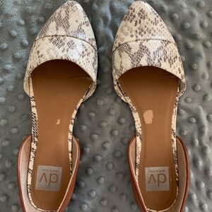 DOLCE VITA D'Orsay Flats Snake Print Leather Slip On Shoes Women's Size 9